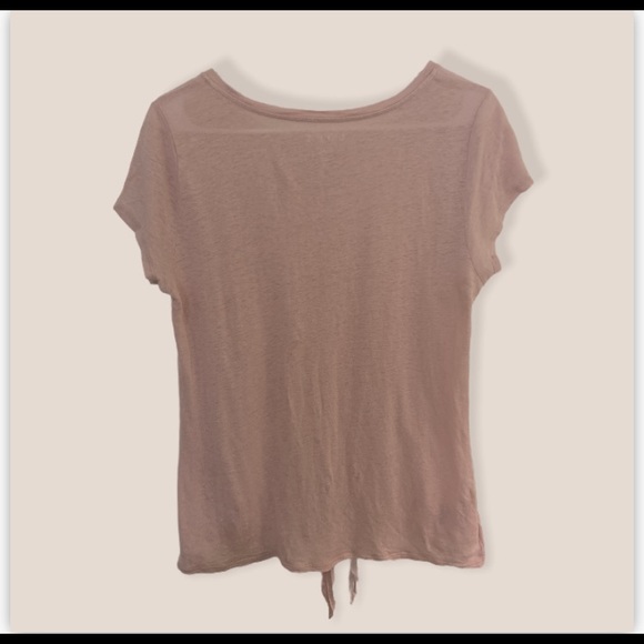 Loft | Pink Tie Hem Linen Tee | Size M - Picture 3 of 5